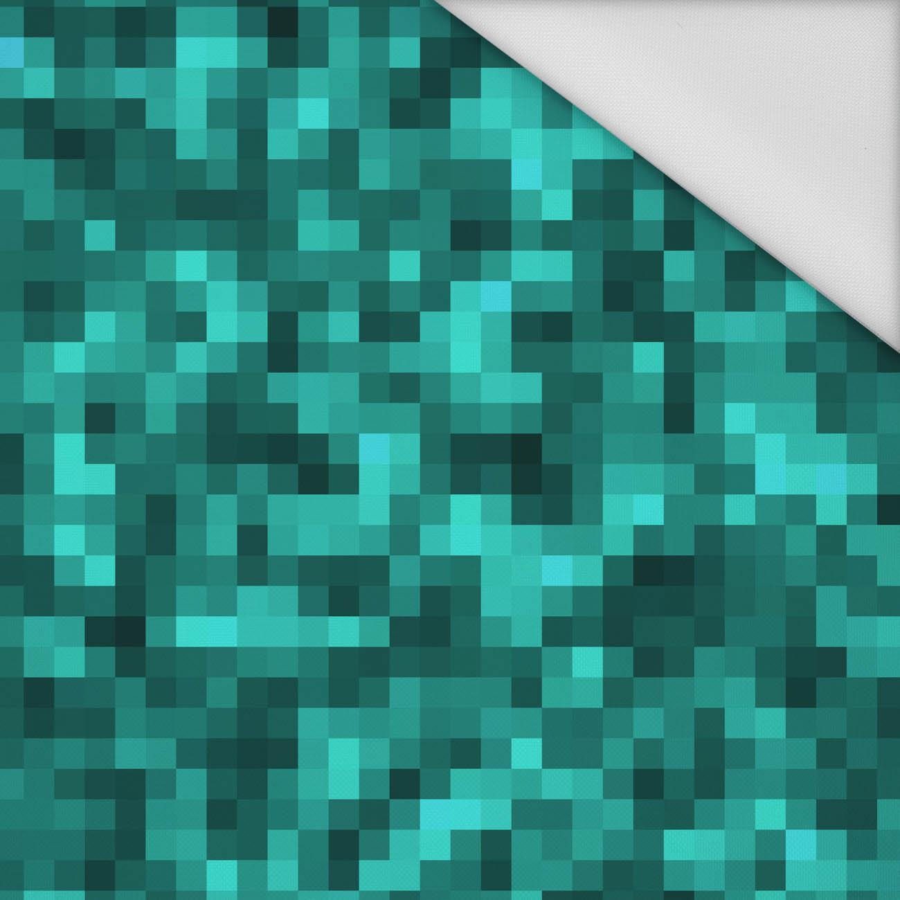 PIXELS pat. 2 / sea blue - Waterproof woven fabric