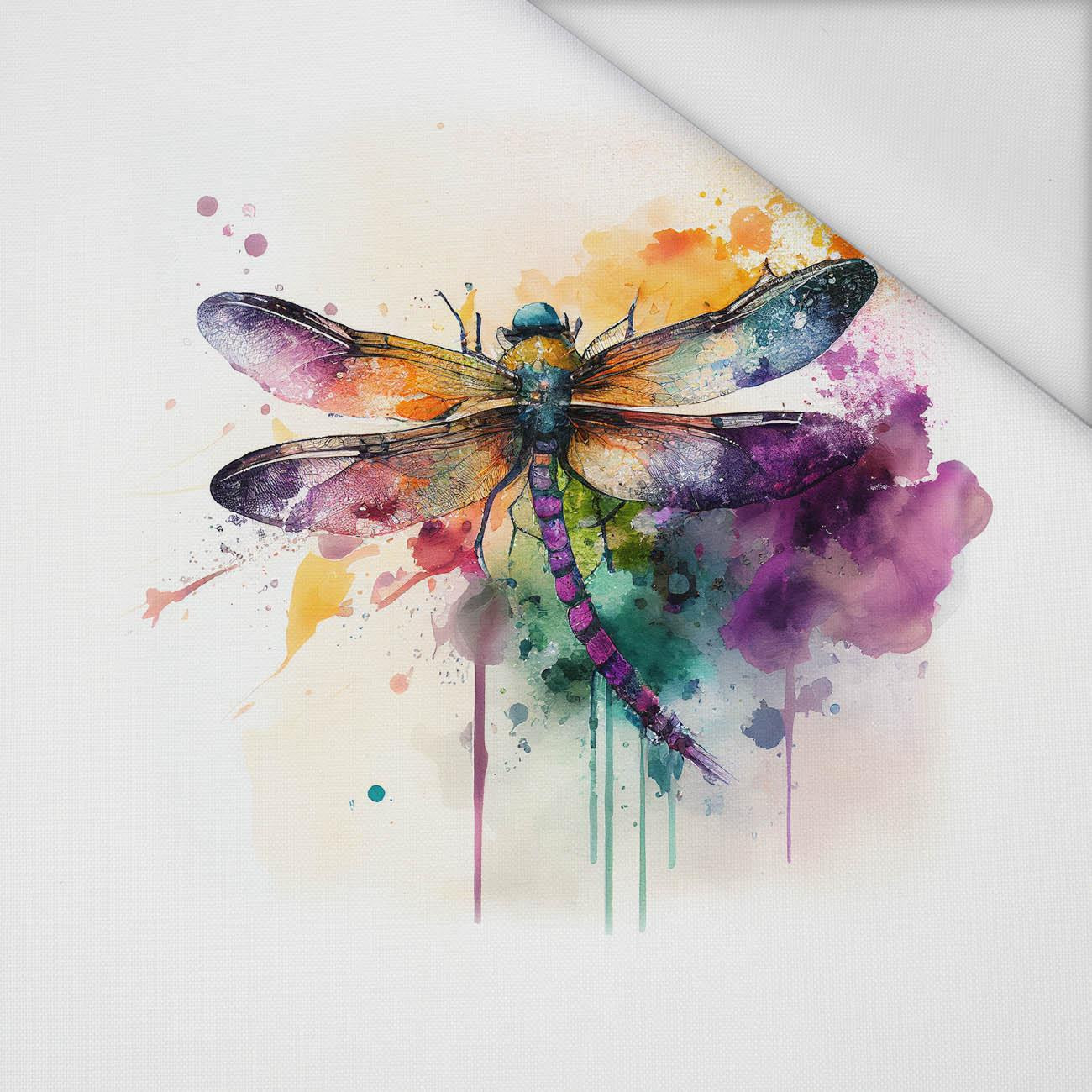 WATERCOLOR DRAGONFLY - panel (75cm x 80cm) Waterproof woven fabric