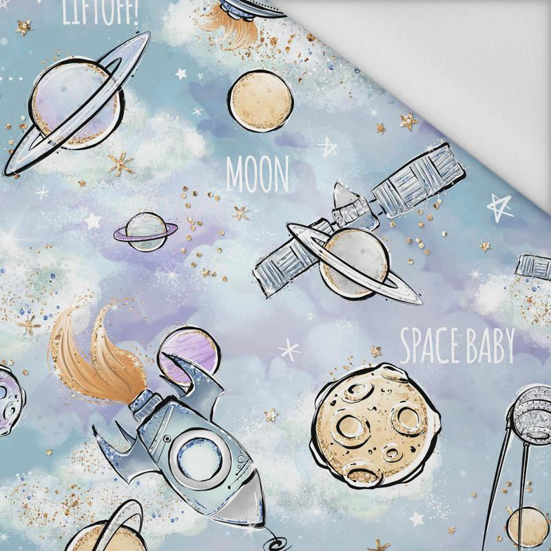 PLANETS AND ROCKETS pat. 2 (CUTIES IN THE SPACE) - Waterproof woven fabric