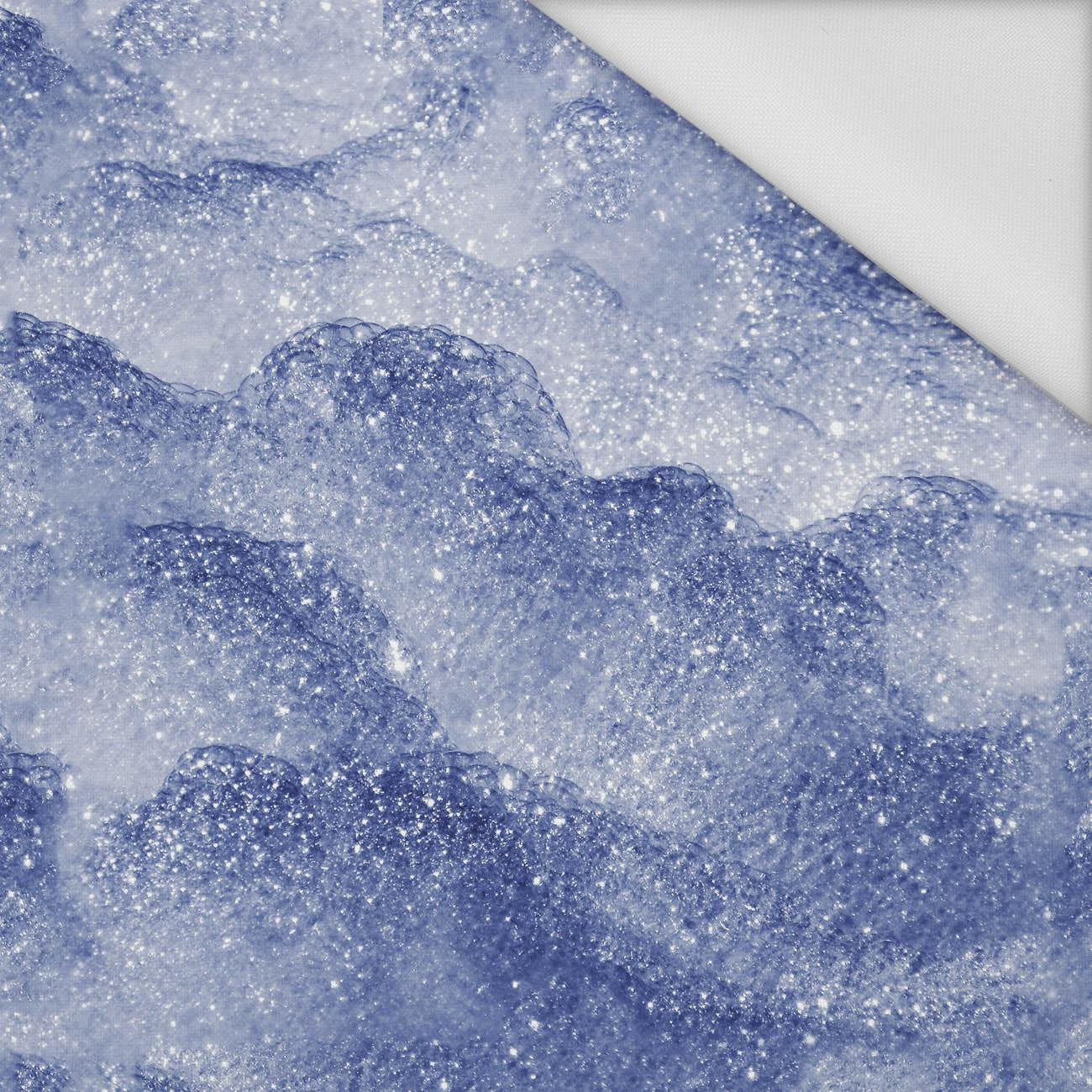 SNOW / blue (PAINTED ON GLASS) - Waterproof woven fabric