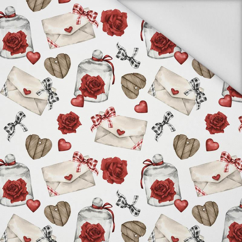 LETTERS AND ROSES (CHECK AND ROSES) - Waterproof woven fabric