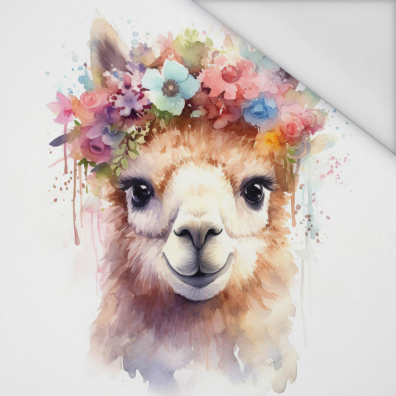 WATERCOLOR LAMA - panel (75cm x 80cm) Waterproof woven fabric