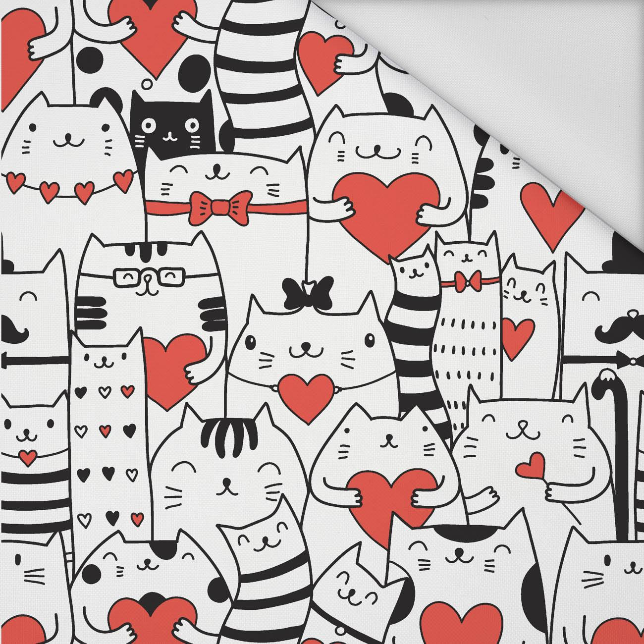 CATS IN LOVE / white - Waterproof woven fabric