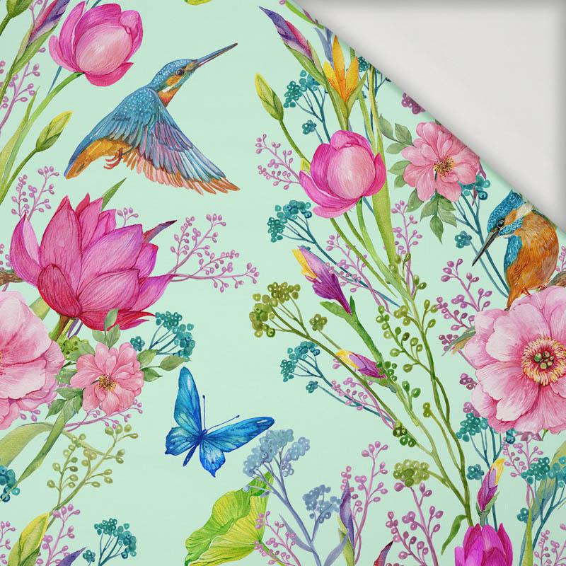 KINGFISHERS AND BUTTERFLIES (KINGFISHERS IN THE MEADOW) / mint - Viscose jersey