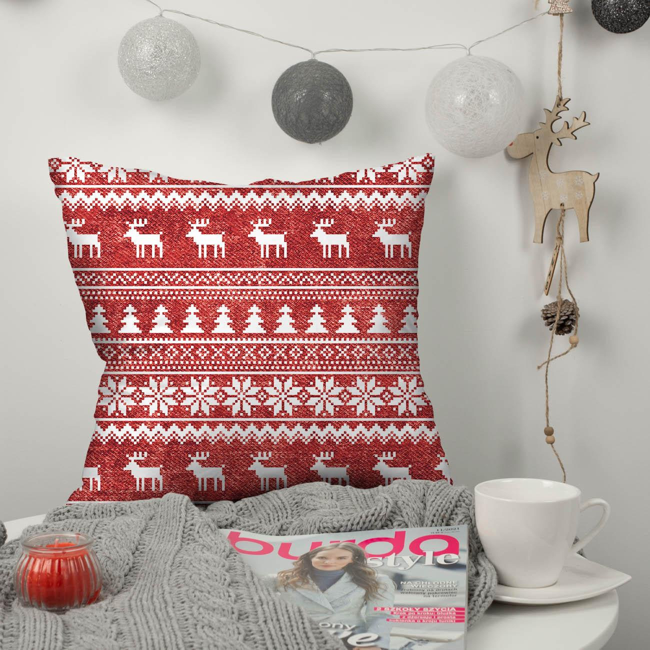 78cm REINDEERS PAT. 2 / ACID WASH RED- Upholstery velour 