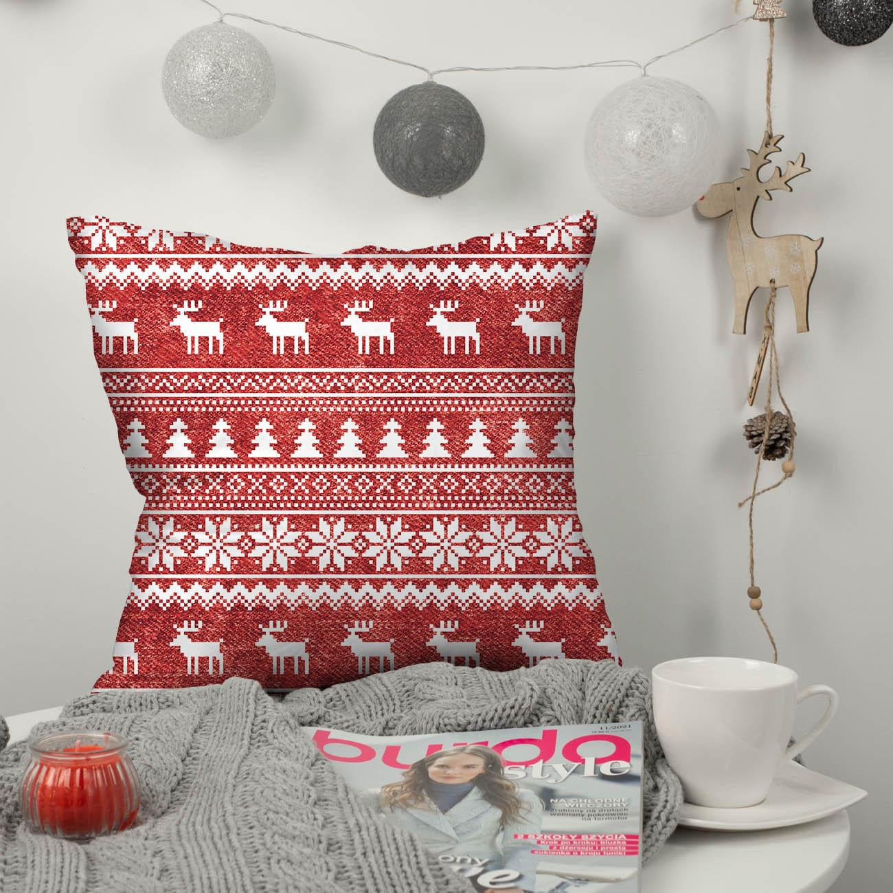 REINDEERS PAT. 2 / ACID WASH RED - brushed knit fabric with teddy / alpine fleece