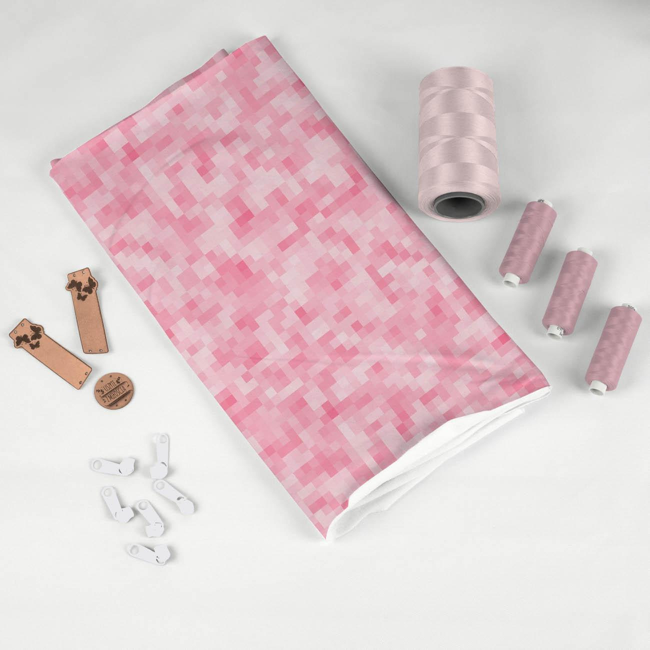 PIXELS pat. 2 / pink - Waterproof woven fabric