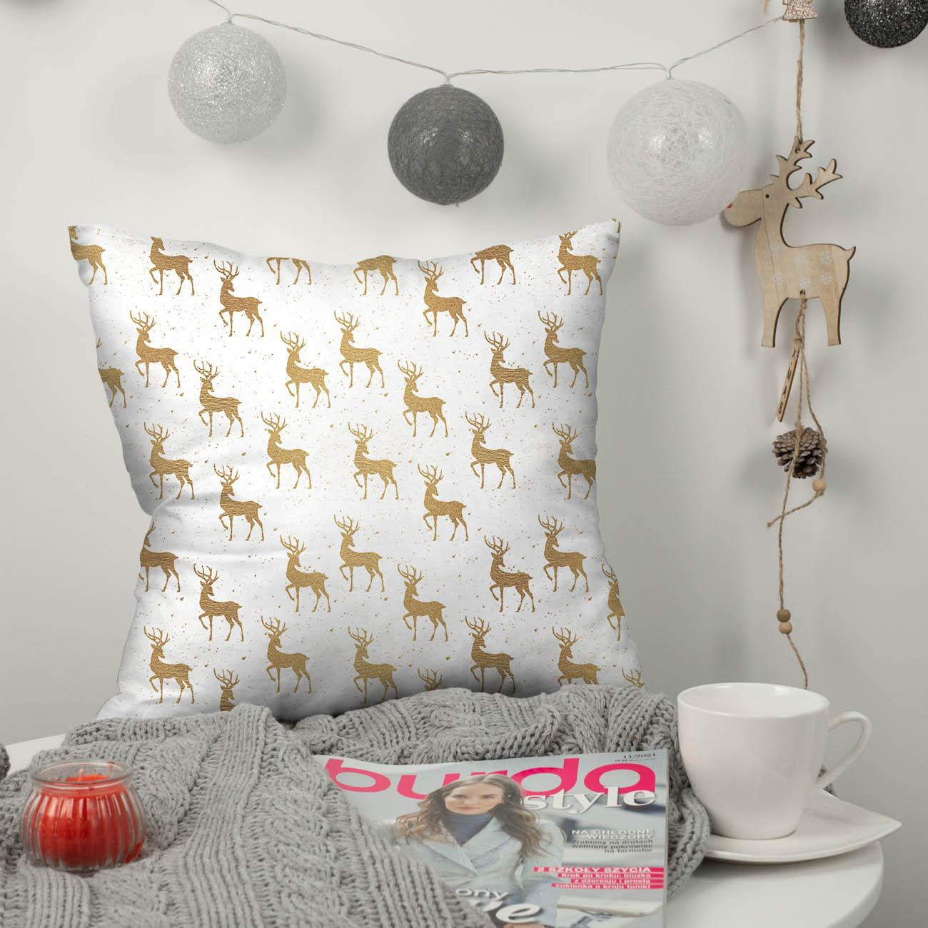 GOLDEN DEERS pat. 2 (WHITE CHRISTMAS) - Cotton woven fabric