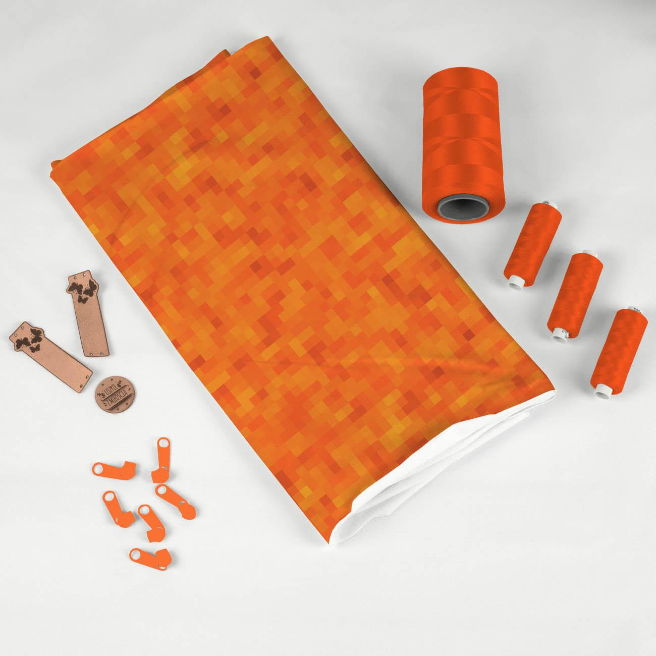 PIXELS pat. 2 / orange - single jersey with elastane 