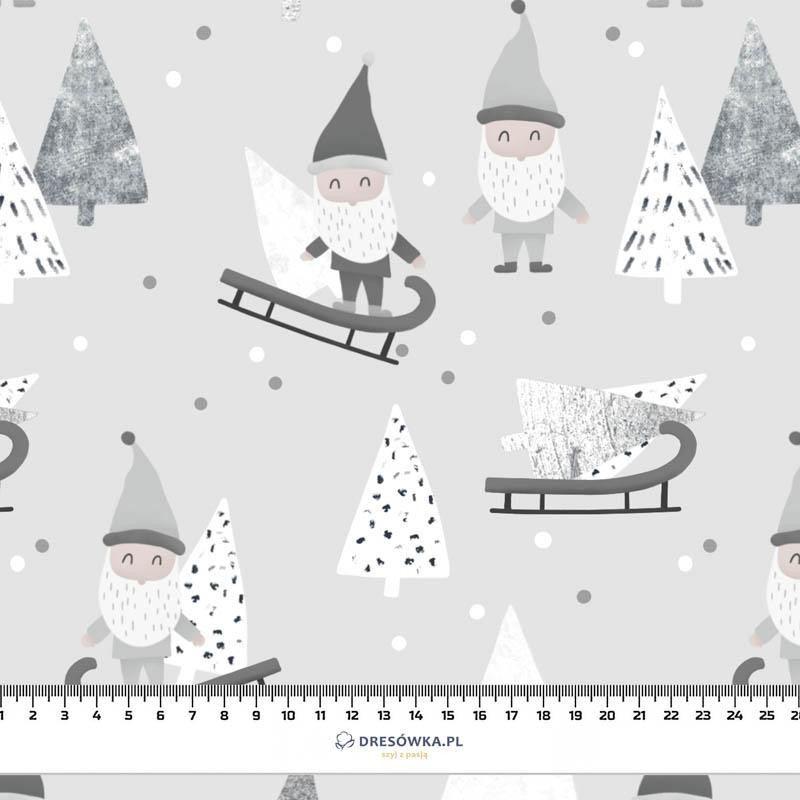 SLEDDING DWARFS (FOREST DWARFS) / GREY - looped knit fabric