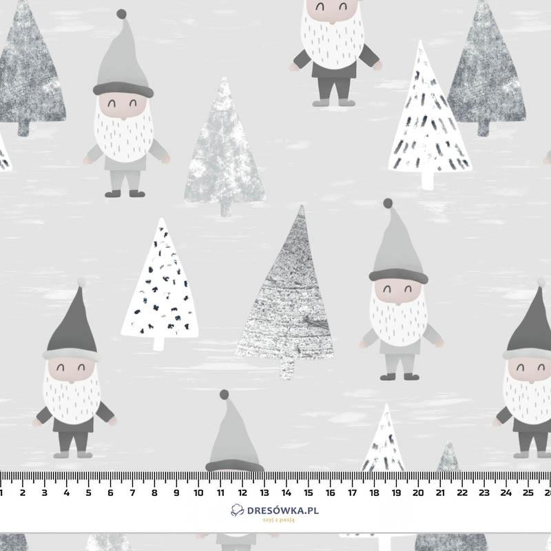 DWARFS IN THE FOREST (FOREST DWARFS) / GREY - looped knit fabric