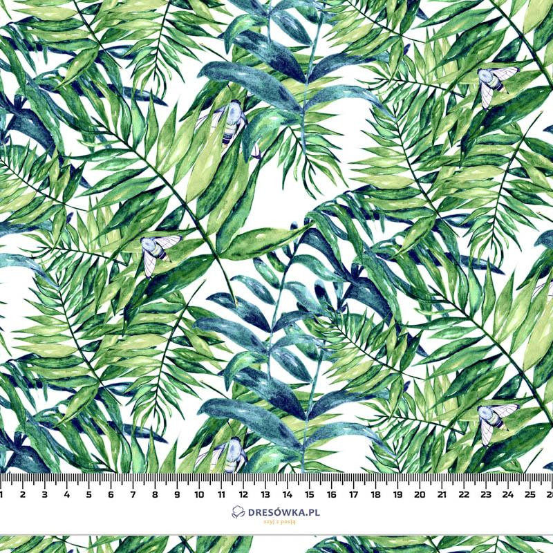MINI LEAVES AND INSECTS PAT. 6 (TROPICAL NATURE) / white - Waterproof woven fabric