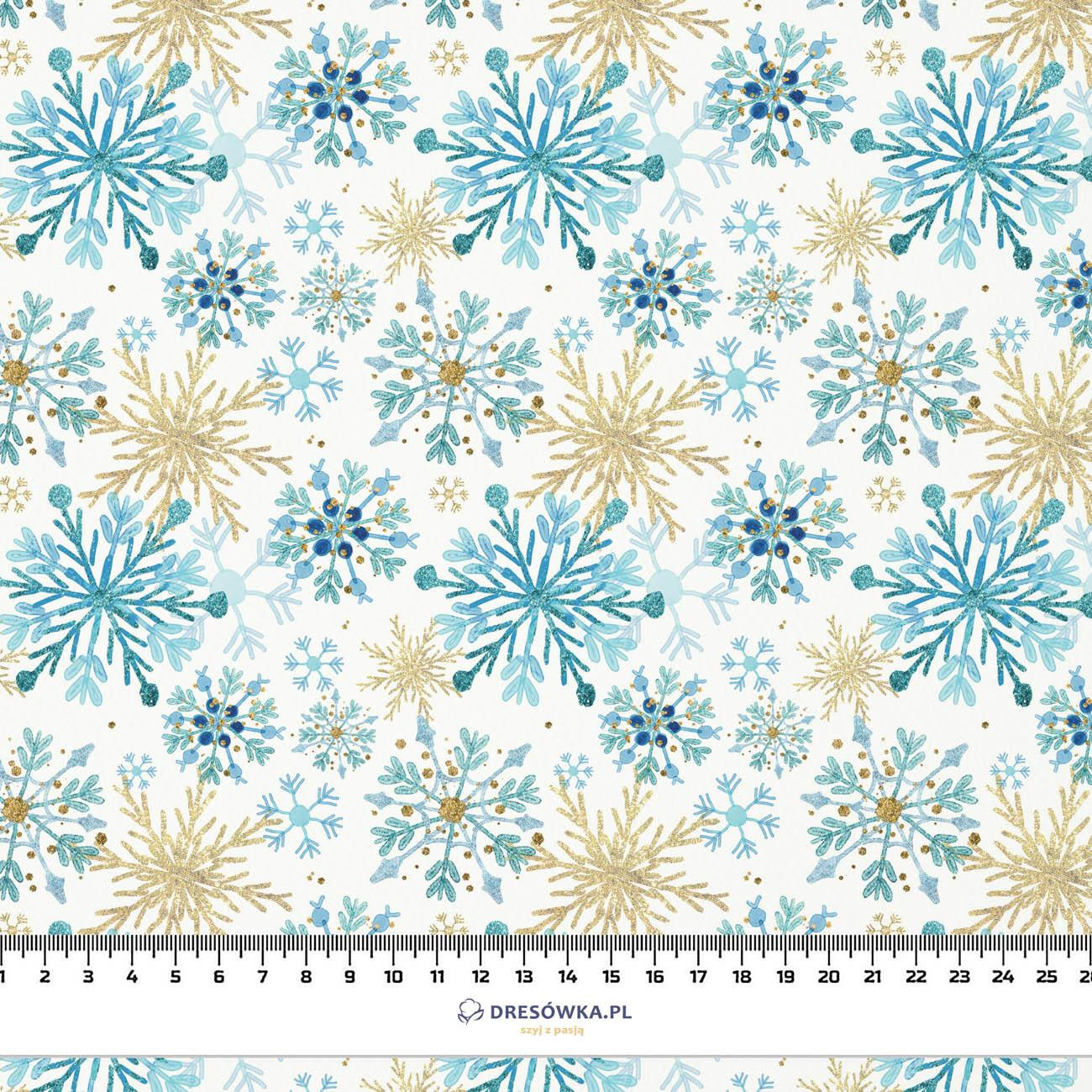 BLUE SNOWFLAKES  - looped knit fabric