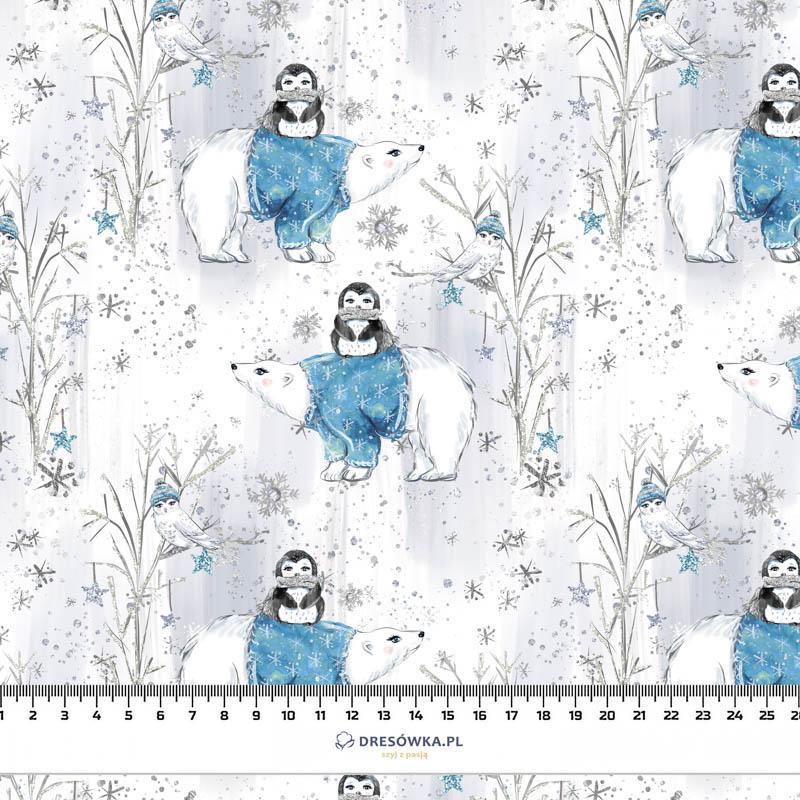 PENGUINS ON BEARS / white (ENCHANTED WINTER) - single jersey with elastane 