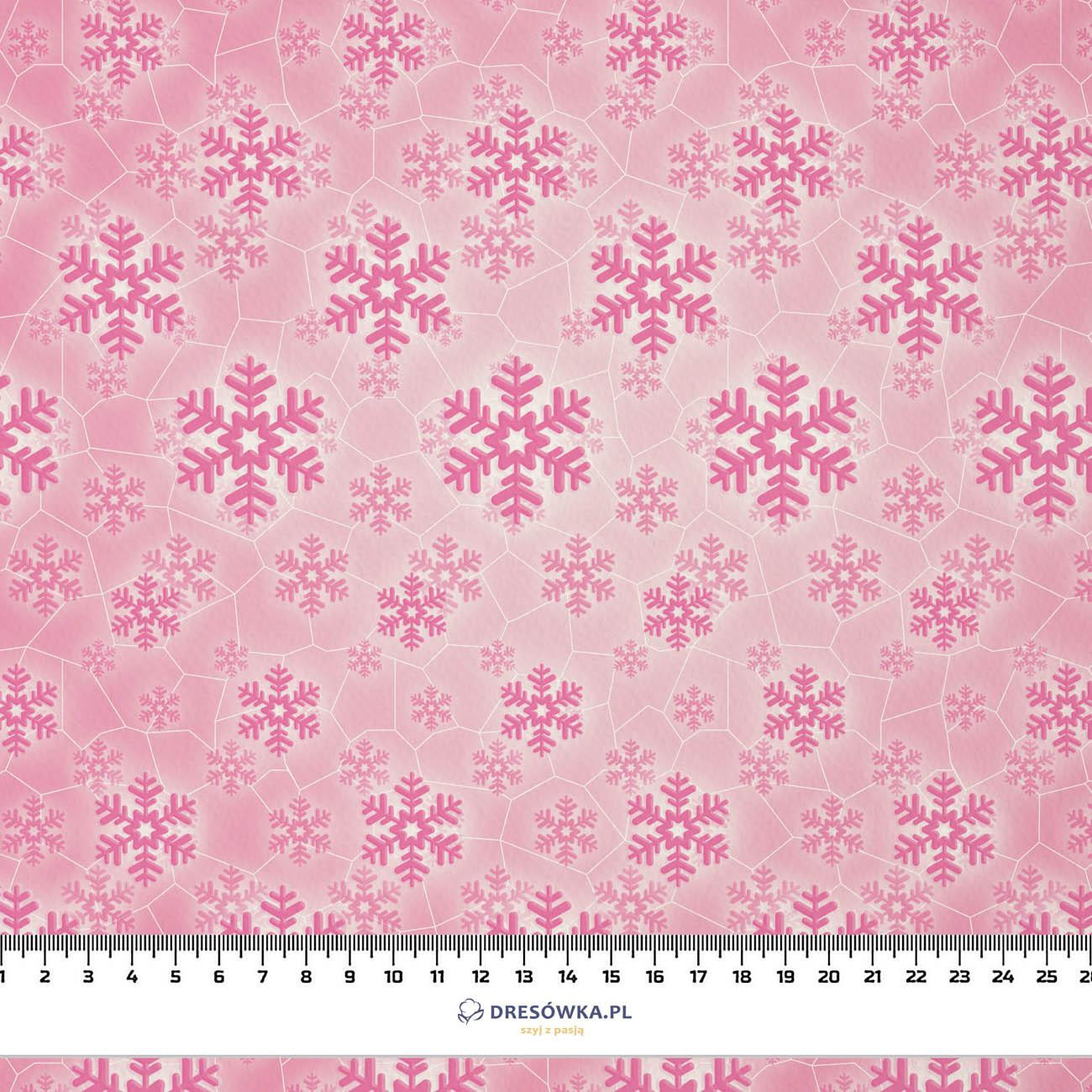 PINK SNOWFLAKES (PENGUINS) - Cotton woven fabric