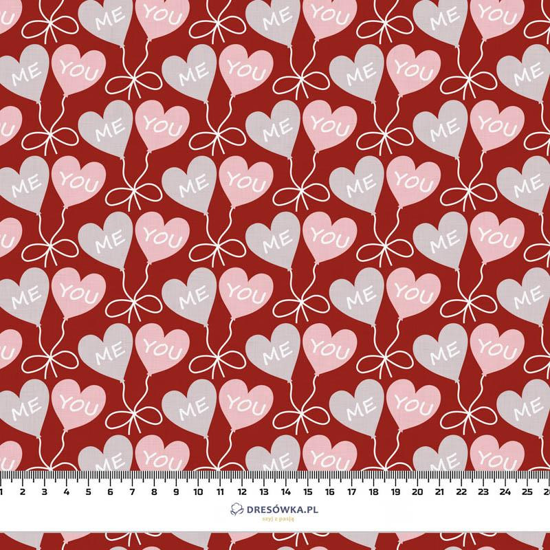HEARTS (BALLOONS) / red (VALENTINE'S HEARTS) - Cotton woven fabric