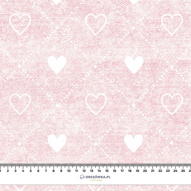 HEARTS AND RHOMBUSES / vinage look jeans (pale pink) - Panama 220g