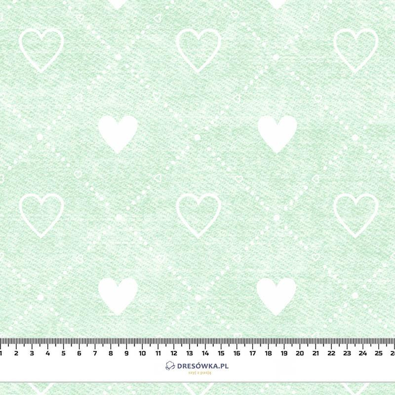 HEARTS AND RHOMBUSES / vinage look jeans (mint) - Cotton woven fabric