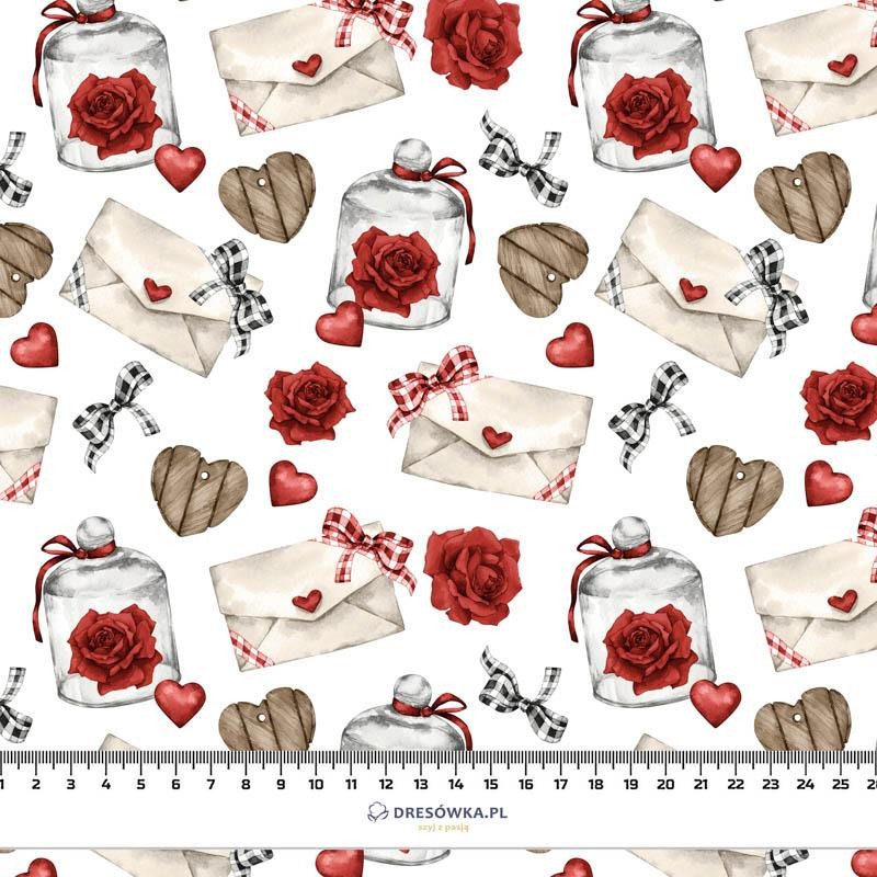 LETTERS AND ROSES (CHECK AND ROSES) - Cotton woven fabric