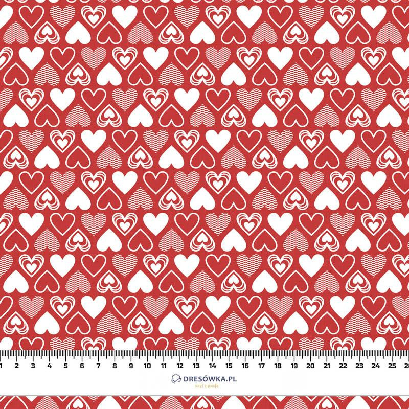 VALENTINE'S HEARTS pat. 2 / red (VALENTINE'S MIX) - Cotton woven fabric