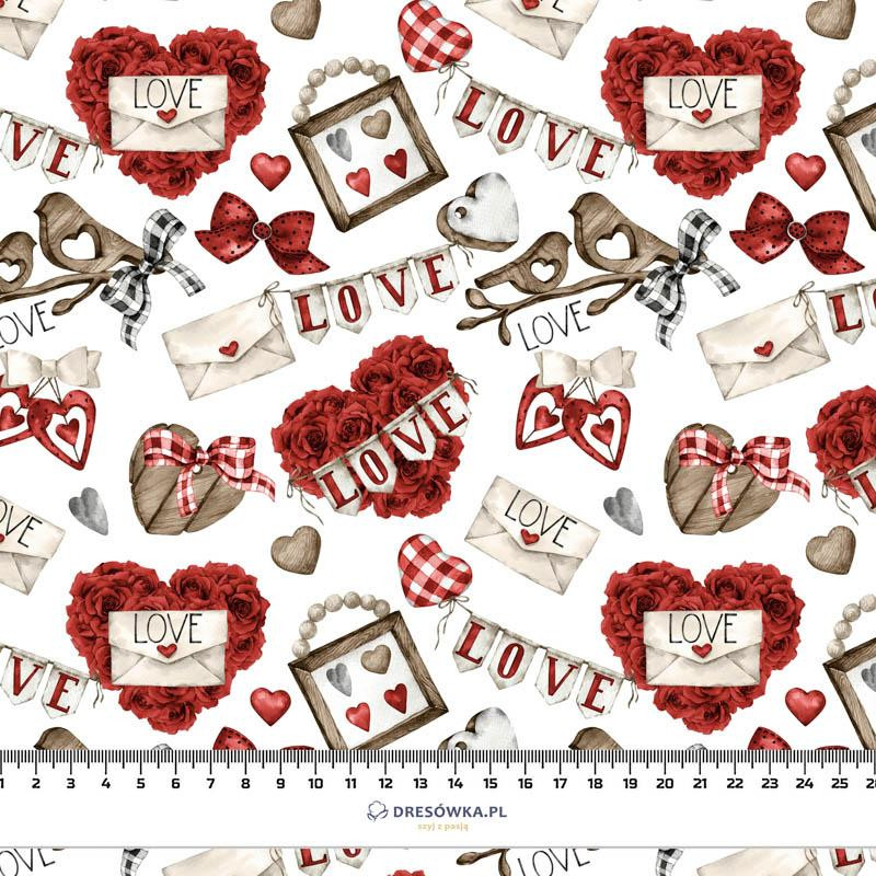 VALENTINE'S MIX PAT. 2 (CHECK AND ROSES) - looped knit fabric