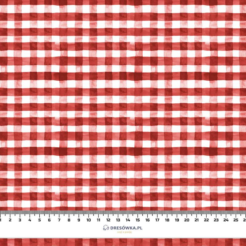 MINI VICHY GRID / red (CHECK AND ROSES) - Waterproof woven fabric