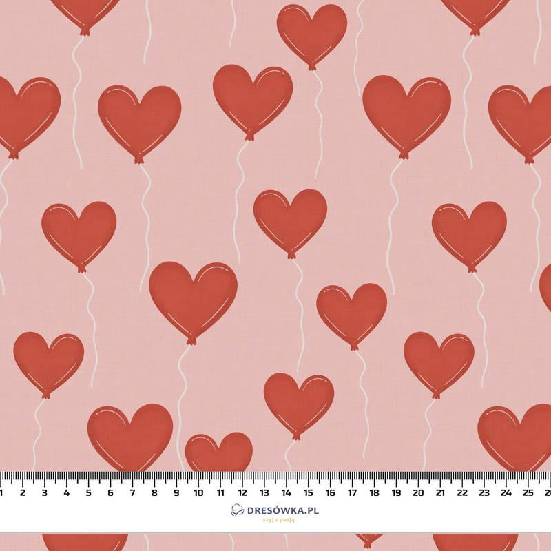 HEARTS (BALLOONS) PAT. 2 / pink (BEARS IN LOVE) - looped knit fabric