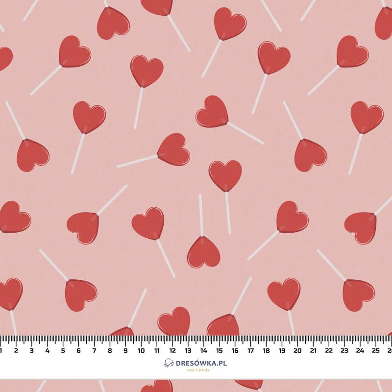 HEARTS (LOLLIPOPS) / pink (BEARS IN LOVE) - single jersey with elastane 