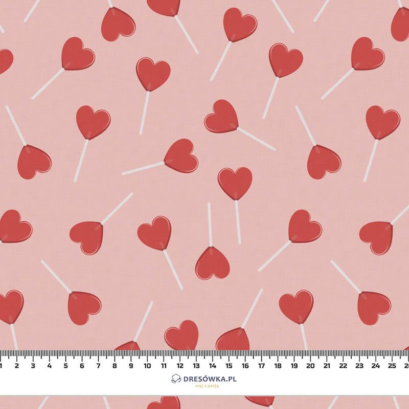 HEARTS LOLLIPOPS pink BEARS IN LOVE looped knit fabric