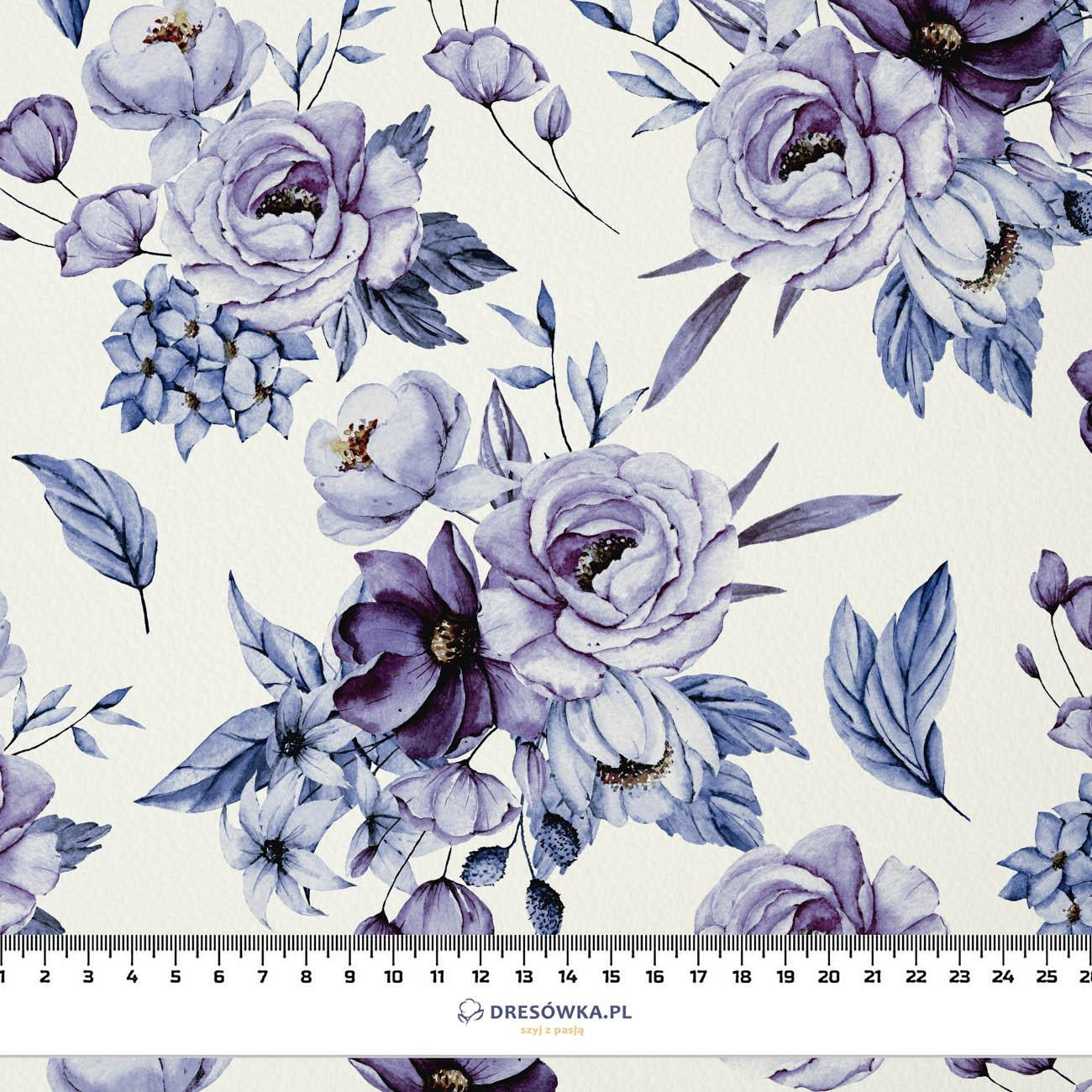 WATERCOLOR BOUQUET Pat. 2 (Very Peri) - Cotton woven fabric