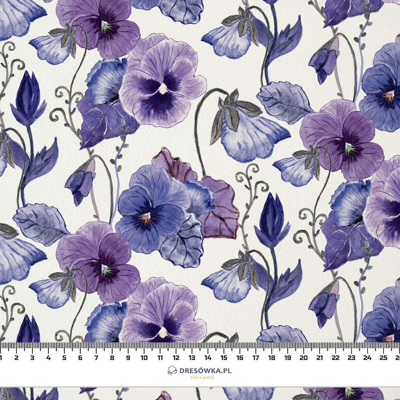 PANSIES (BLOOMING MEADOW) (Very Peri) - Linen 100%