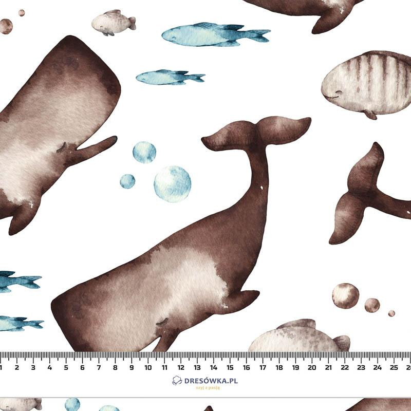 BROWN WHALES (THE WORLD OF THE OCEAN)  - Cotton woven fabric