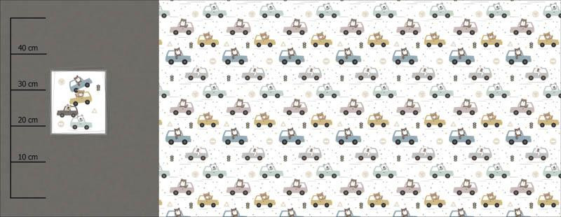 COLORFUL CARS / grey (CITY BEARS) - panoramic panel looped knit 