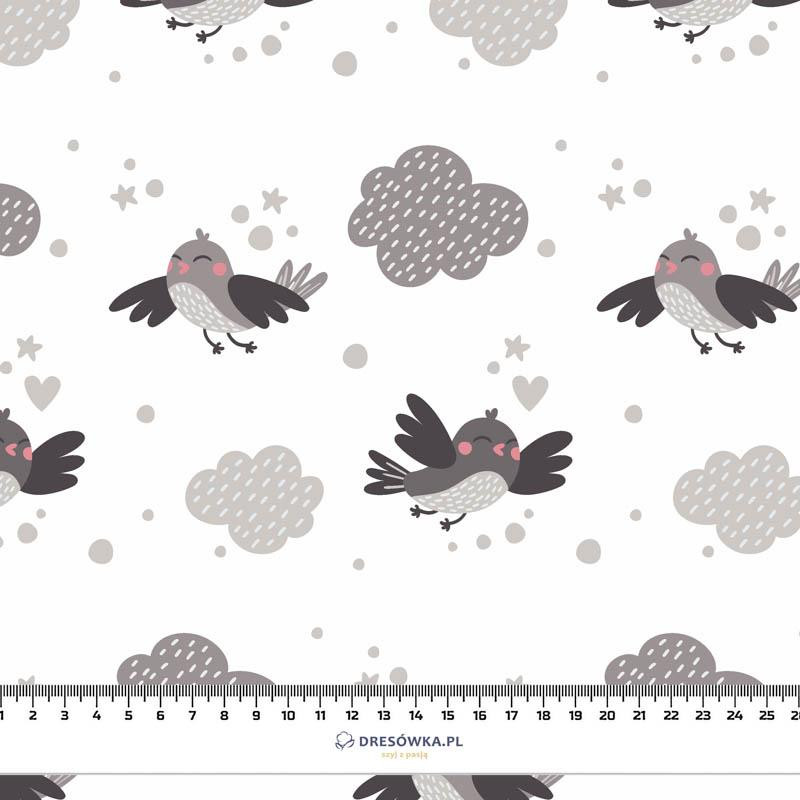 SPARROWS / clouds (CATS WORLD) / white - looped knit fabric