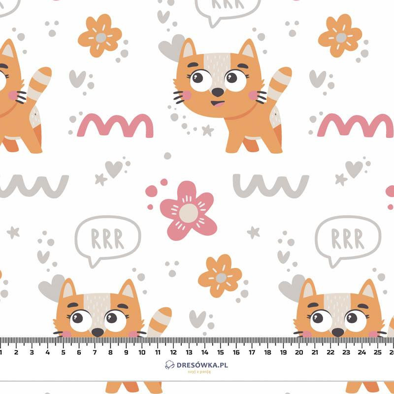 CATS AND FLOWERS / rrr (CATS WORLD) / white - Waterproof woven fabric