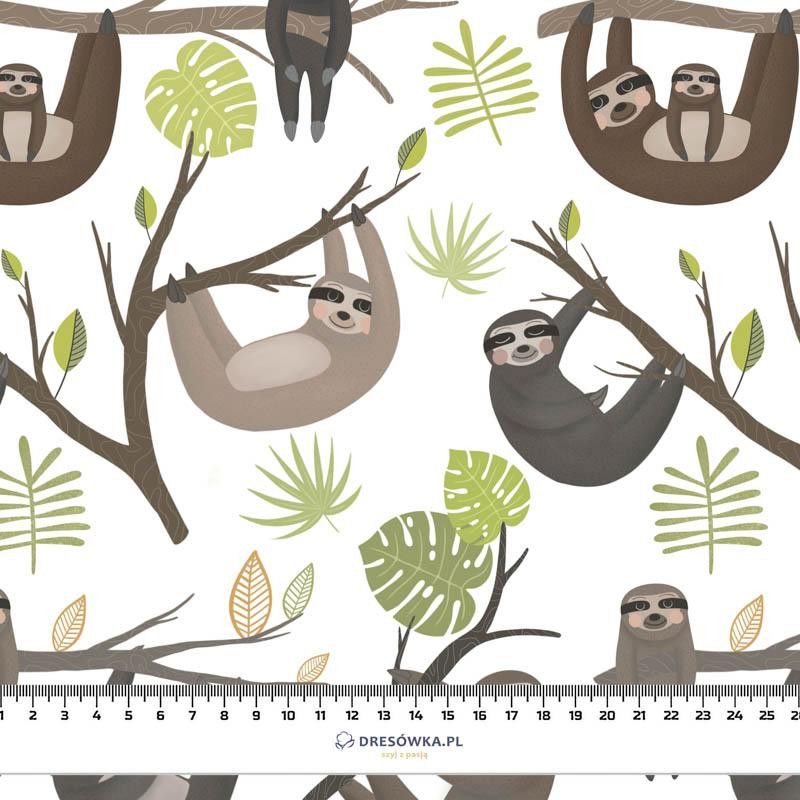 SLOTHS mosteras SLOTHS melange light grey looped knit fabric Classic with elastane Looped sweatshirts Printed patterns fabrics Dresowka.pl
