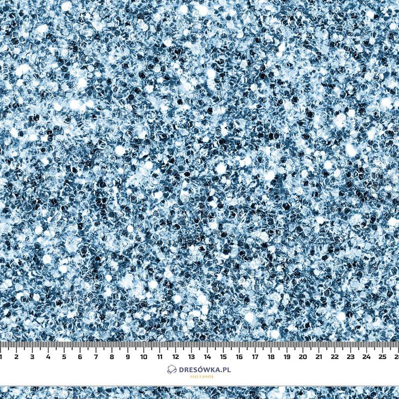 SEA BLUE GLITTER (DRAGONFLIES AND DANDELIONS) - looped knit fabric