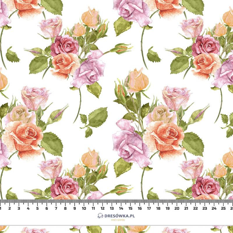PASTEL ROSES pat. 2 (BLOOMING MEADOW) - Cotton woven fabric