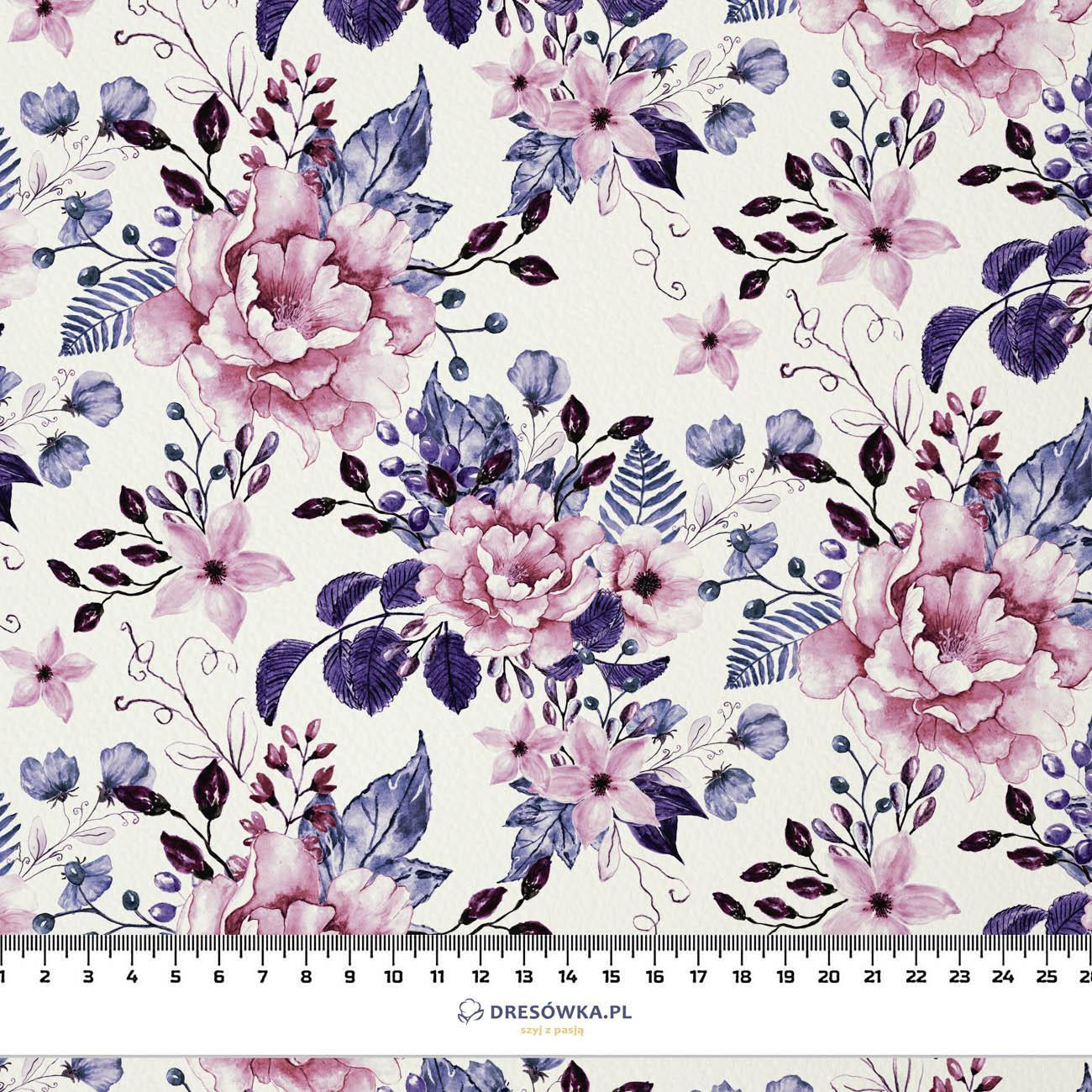 WILD ROSE FLOWERS PAT. 1 (BLOOMING MEADOW) (Very Peri) - Cotton muslin