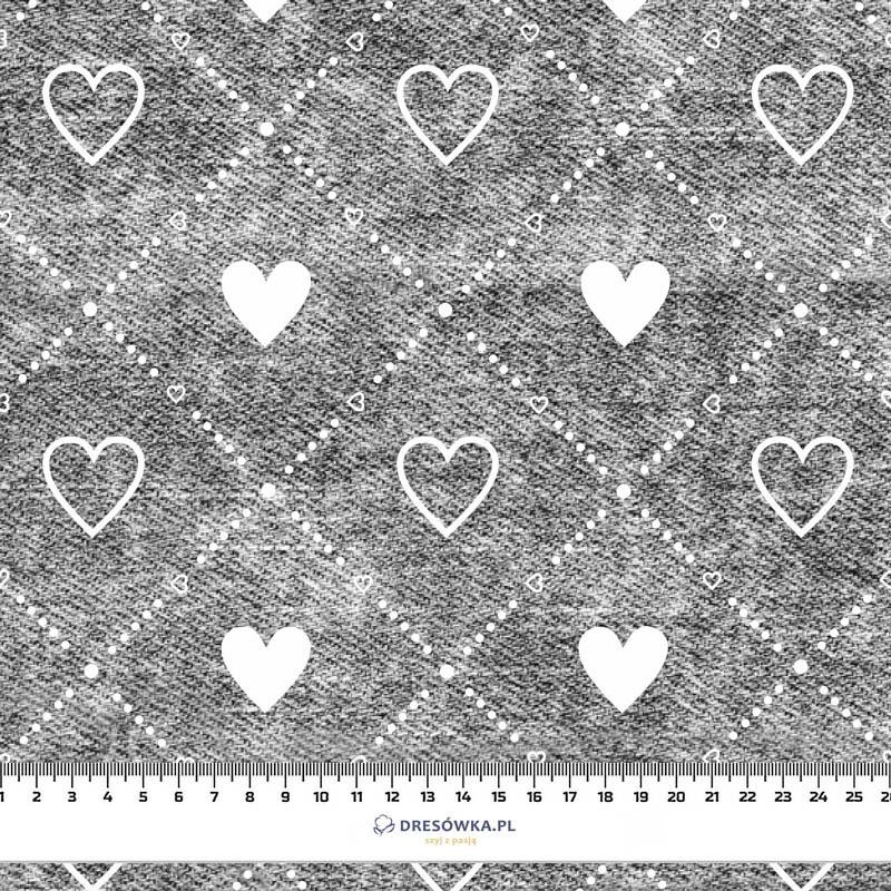 HEARTS AND RHOMBUSES / vinage look jeans (grey) - Cotton woven fabric