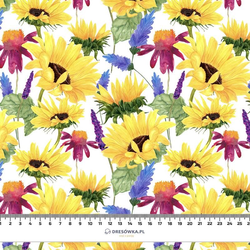 SUNFLOWERS pat. 4 (BLOOMING MEADOW) - brushed knit fabric with teddy / alpine fleece