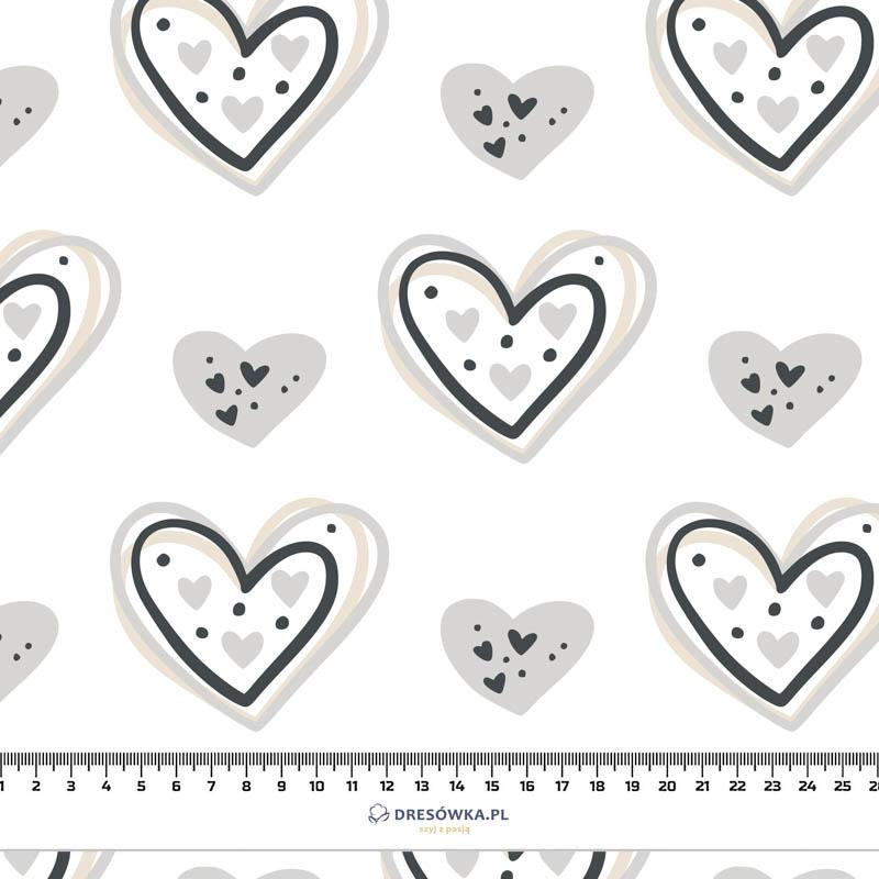 HEARTS (CONTOUR) pat. 3 / white (RAINBOWS AND HEARTS) - looped knit fabric