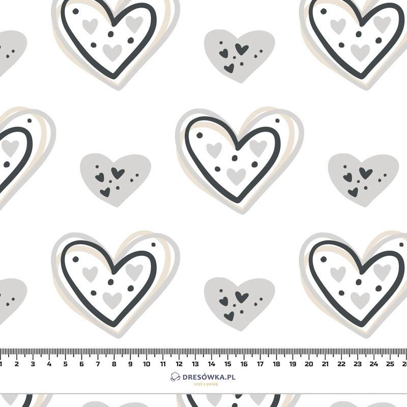HEARTS (CONTOUR) pat. 3 / white (RAINBOWS AND HEARTS) - Waterproof woven fabric