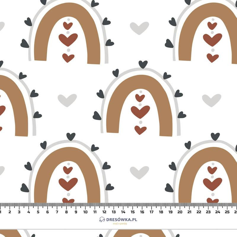 VALENTINE'S RAINBOW pat. 6 / white (RAINBOWS AND HEARTS) - looped knit fabric