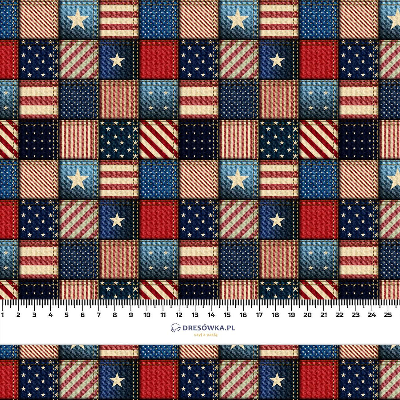 Checked USA pattern - looped knit fabric with elastane