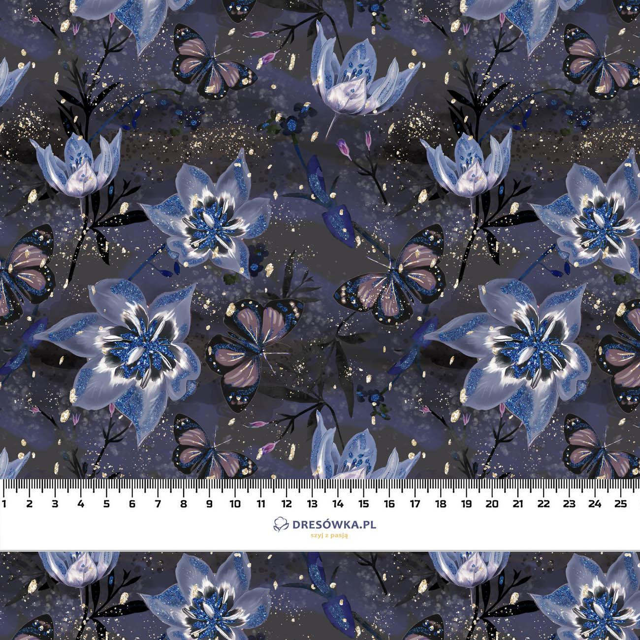 MOON LILIES (ENCHANTED NIGHT) - looped knit fabric with elastane