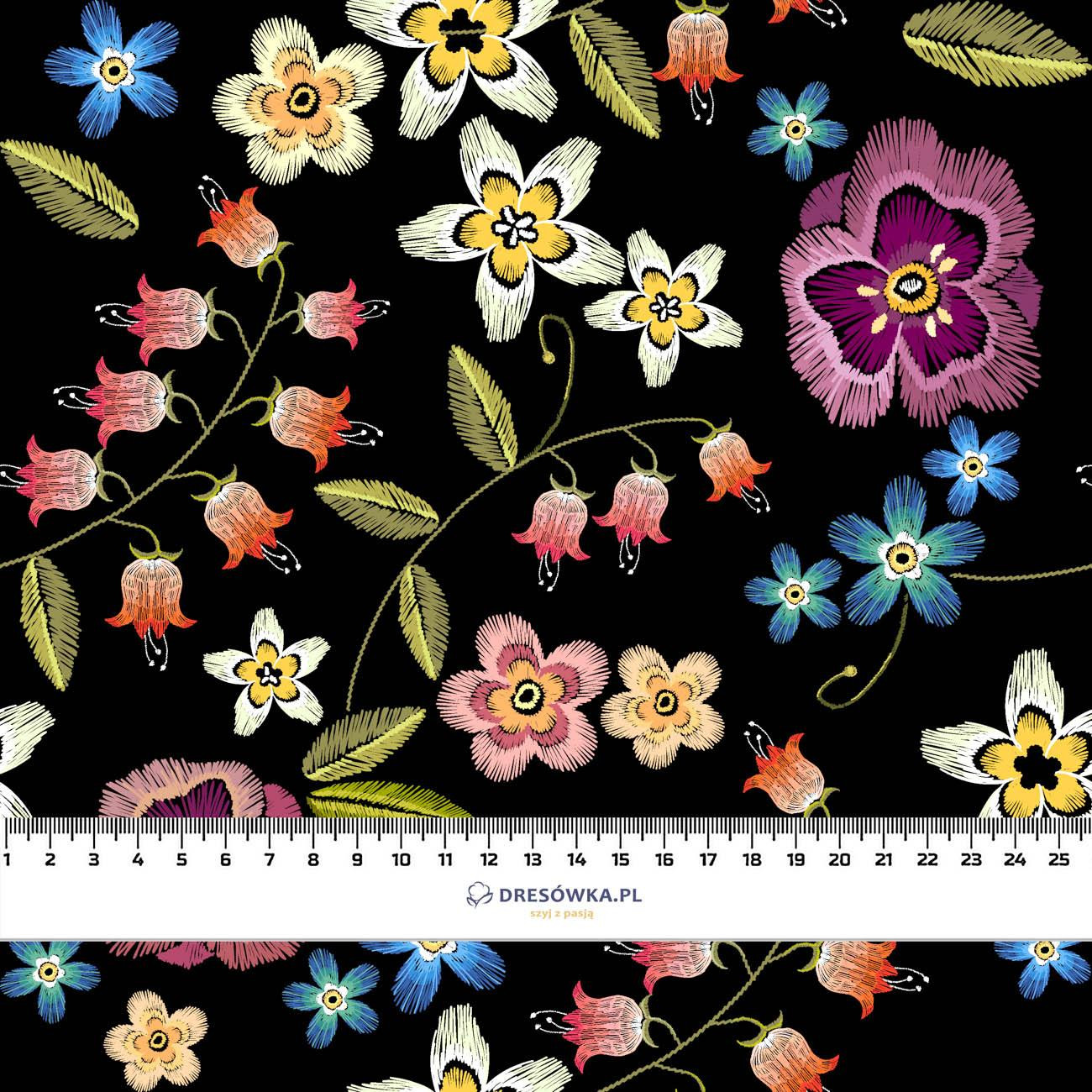 FLOWERS - looped knit fabric with elastane