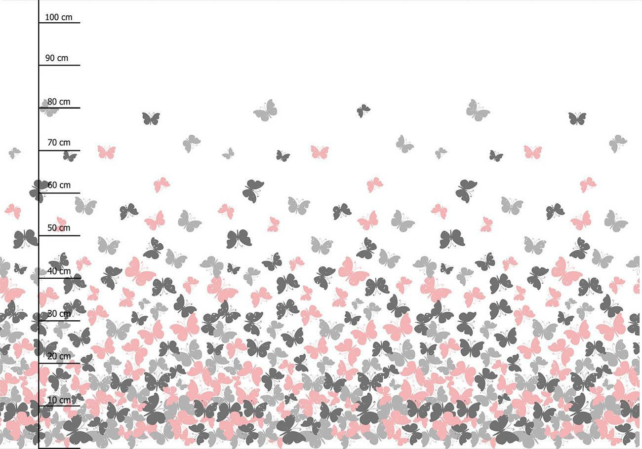 BUTTERFLIES PINK - panel (105cm x 150cm) brushed knitwear with elastane ITY