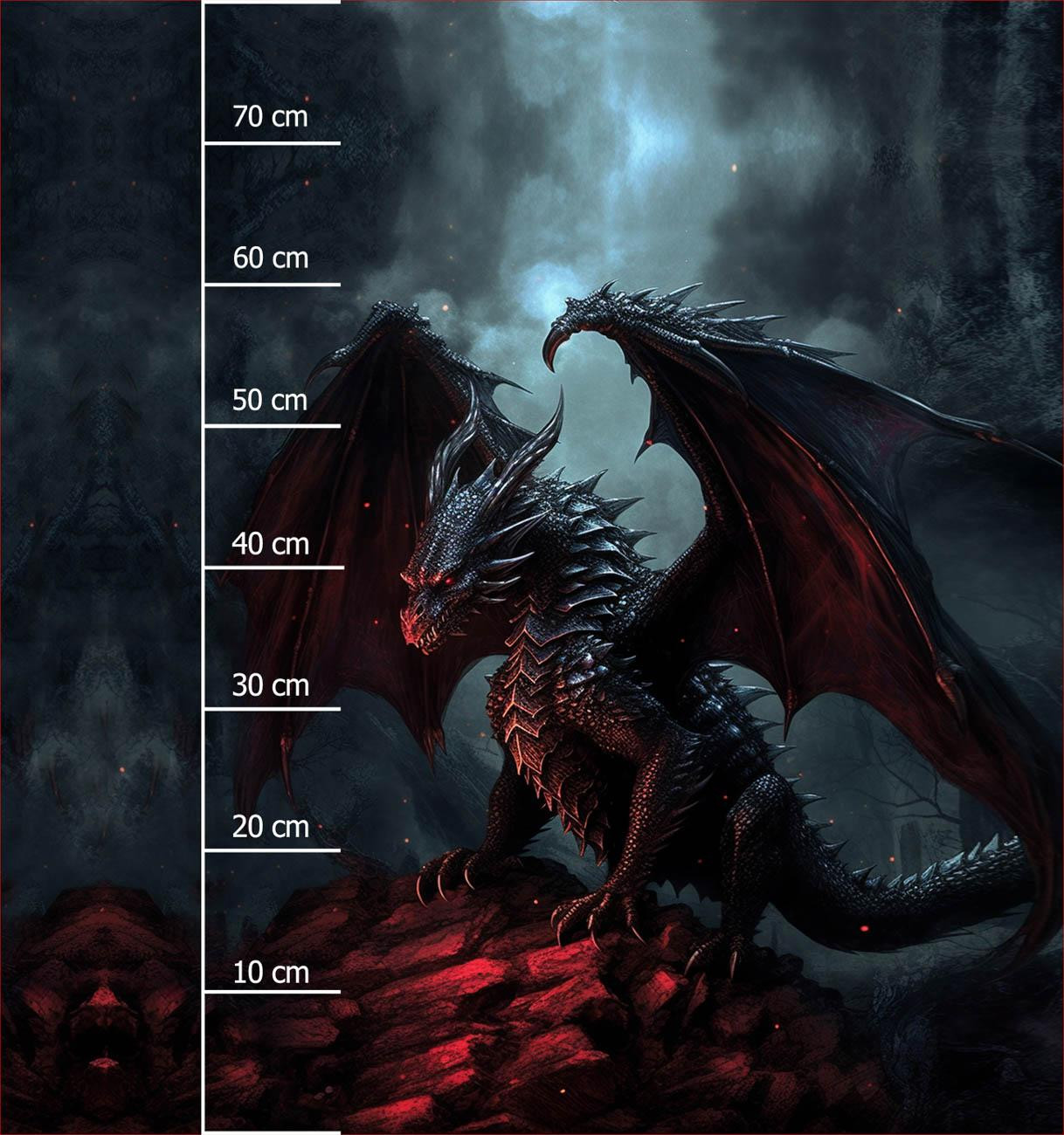 GOTHIC DRAGON - panel (75cm x 80cm) brushed knitwear with elastane ITY