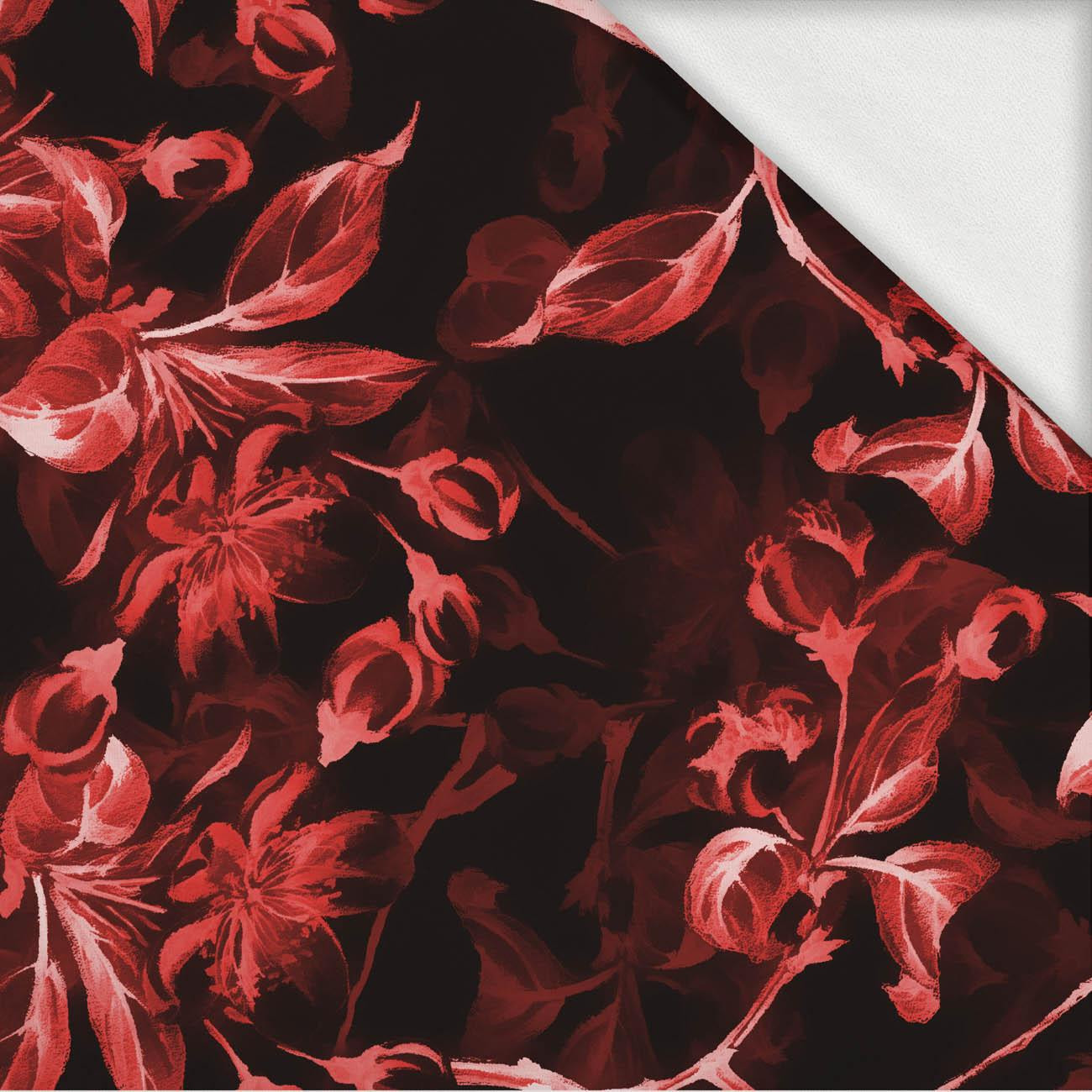 APPLE BLOSSOM pat. 1 (red) / black - looped knit fabric with elastane